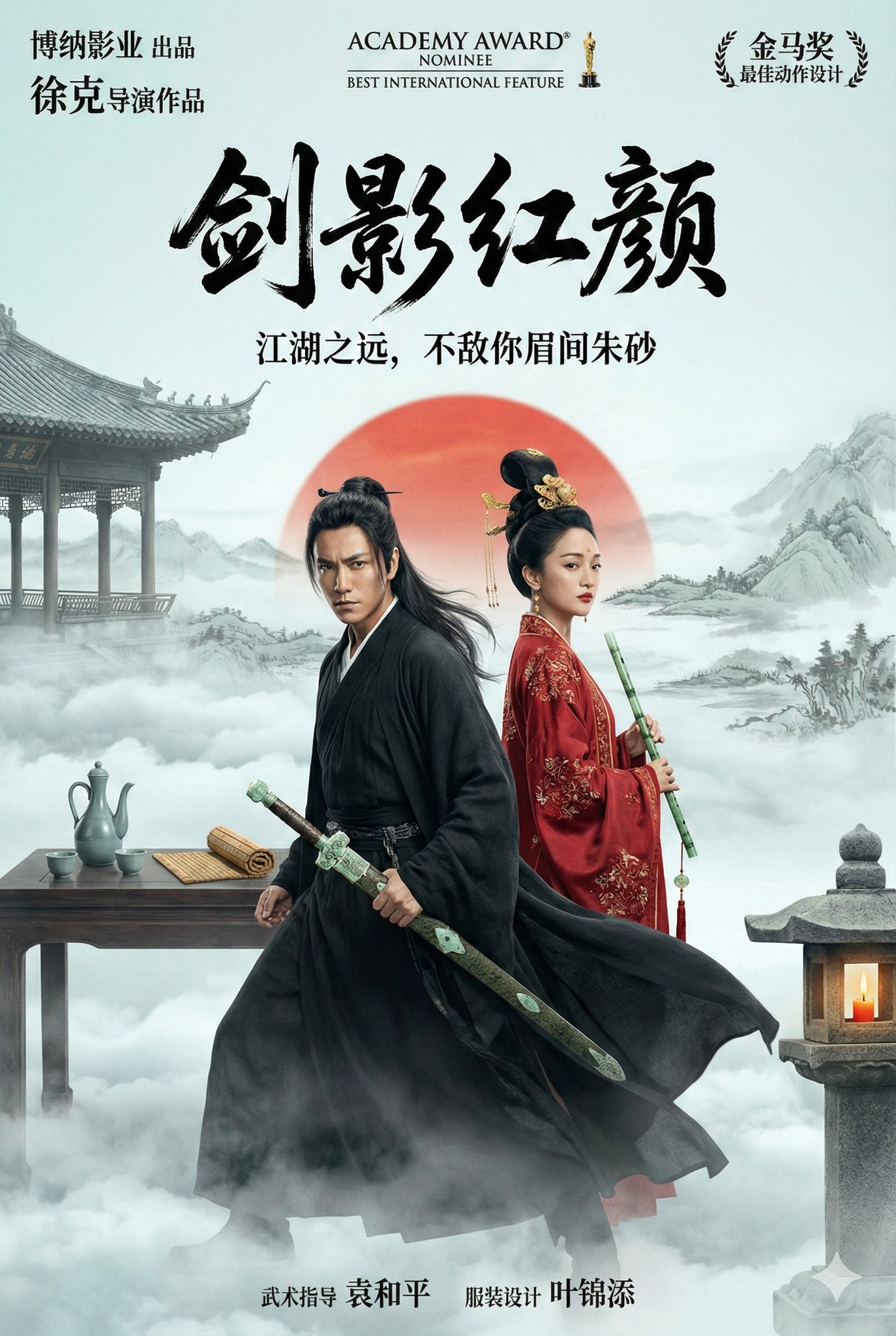 Oriental Wuxia Epic Poster - Sword Shadow and Beauty