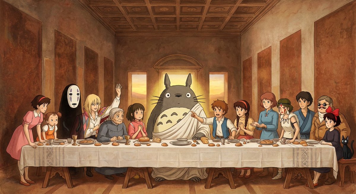 Ghibli Characters in The Last Supper