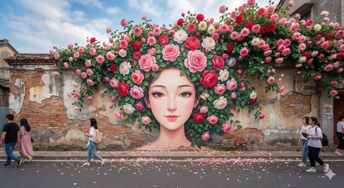 Photographic Street Mural with Intense Texture
