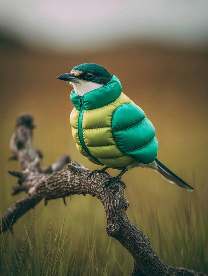 Bird in Inflatable Down Jacket