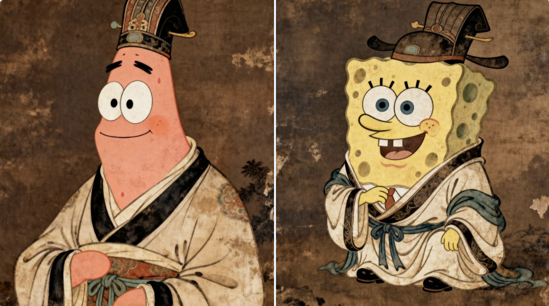 Patrick Star and SpongeBob in Ancient Attire