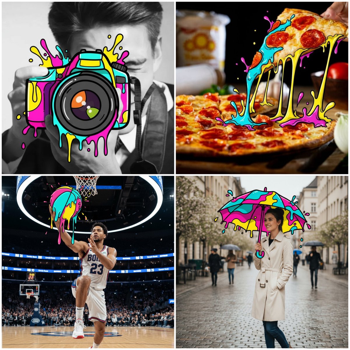 Object Morphing into Bold Cartoon Drips