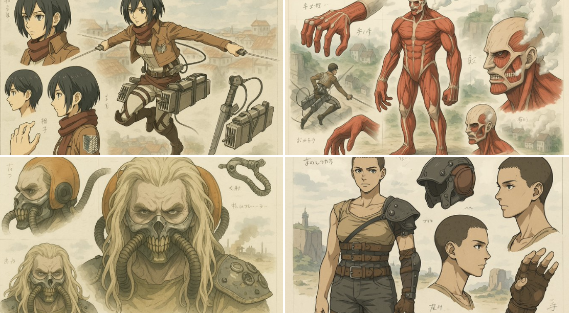 Anime Mecha Stylized Blueprint