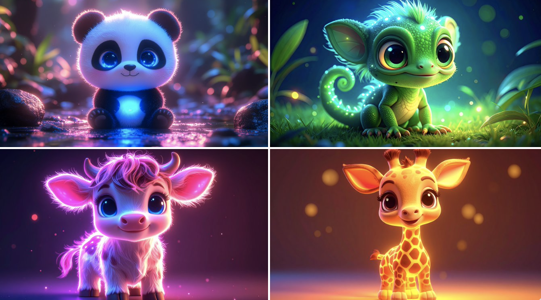 Neon Glow Cute Animals