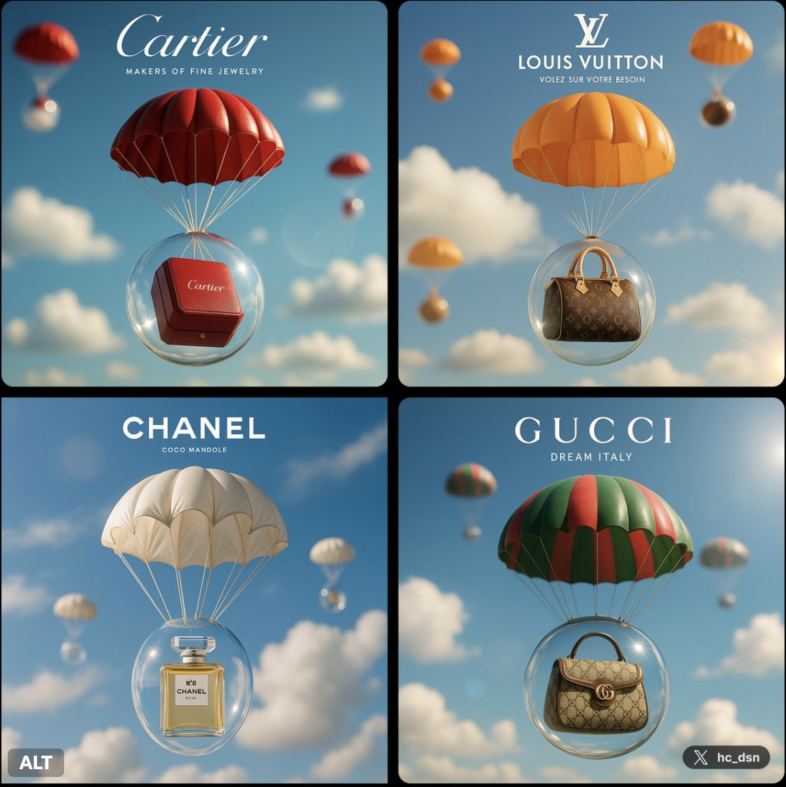 Luxury Brand Items Falling from Sky