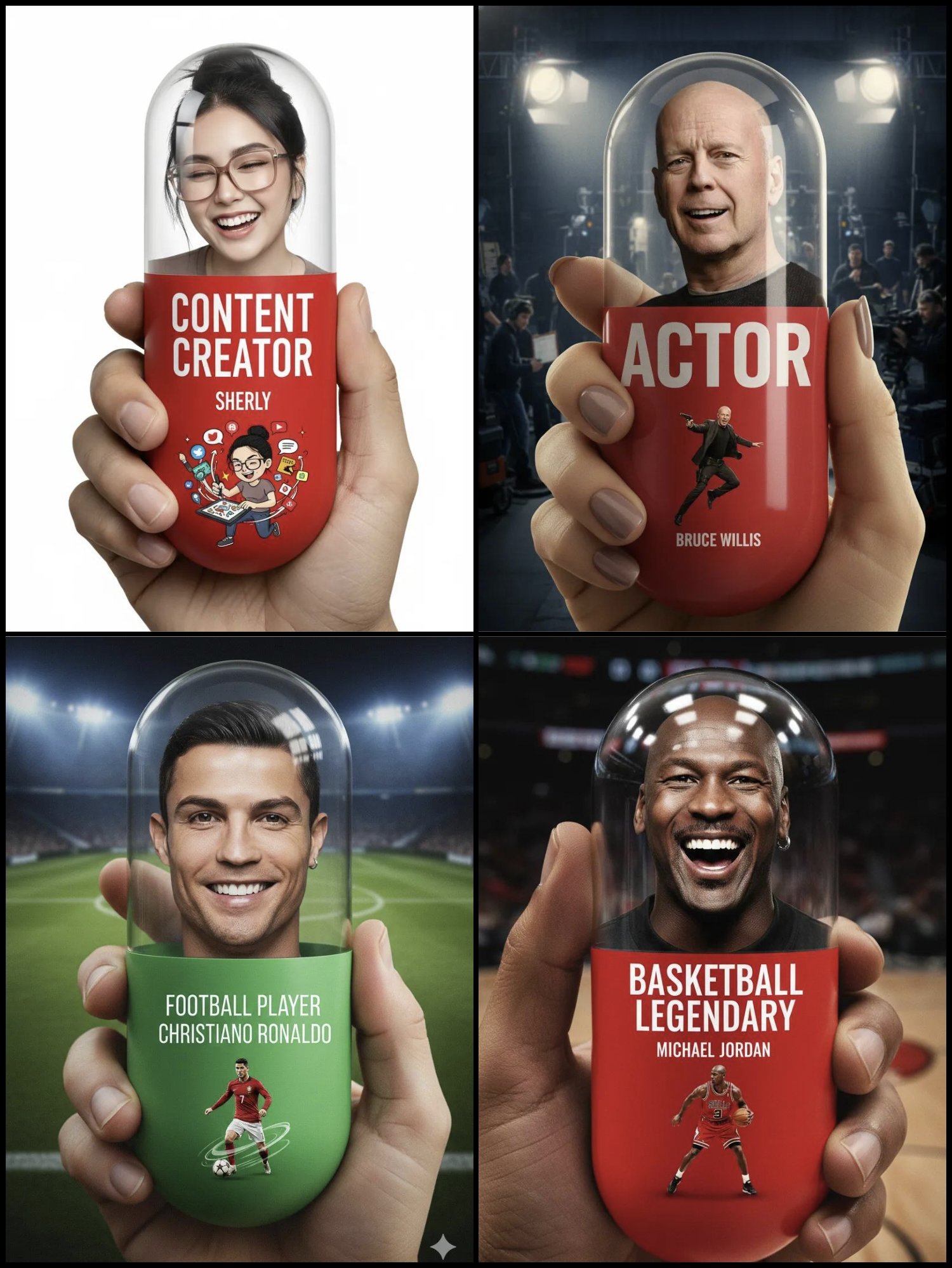 Close-up of a Hand Holding a Giant Vertical Pill