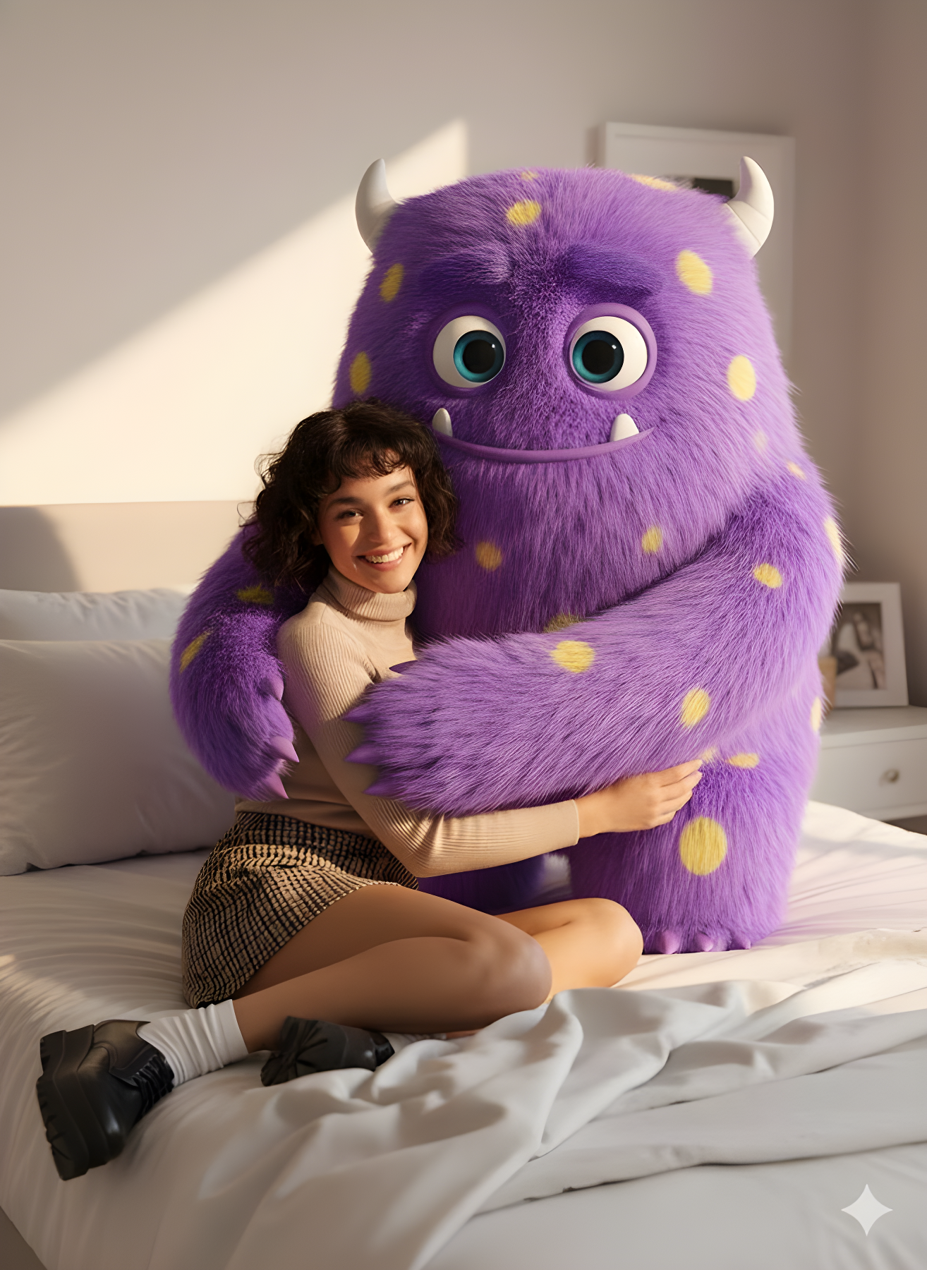 Beside Giant Fluffy Cartoon Monster