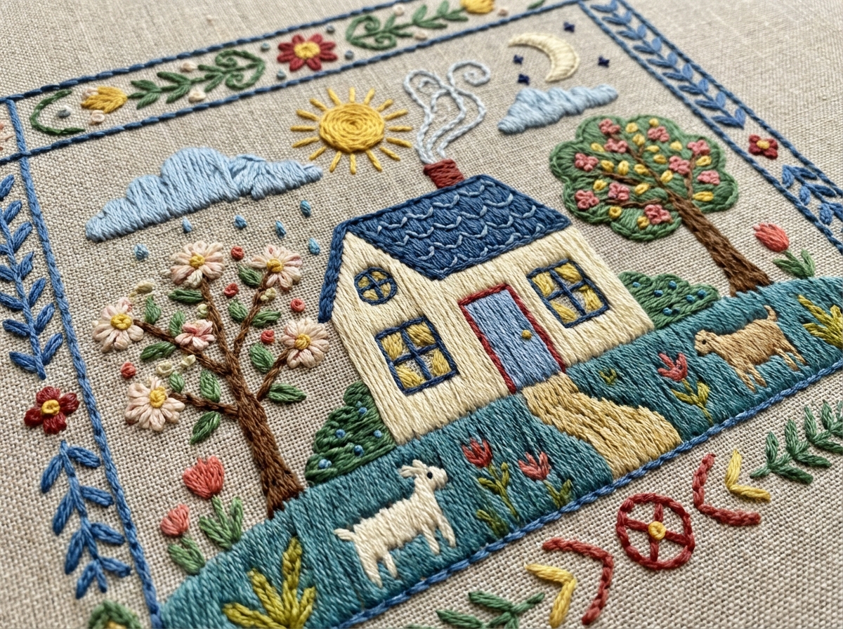 Embroidery Illustration Style