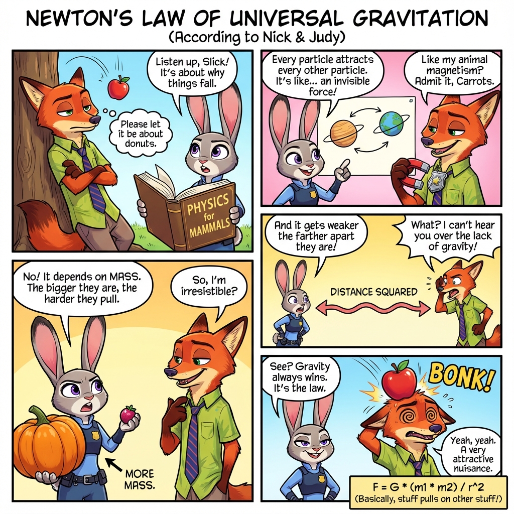 Four-Panel Comic (Law of Universal Gravitation)