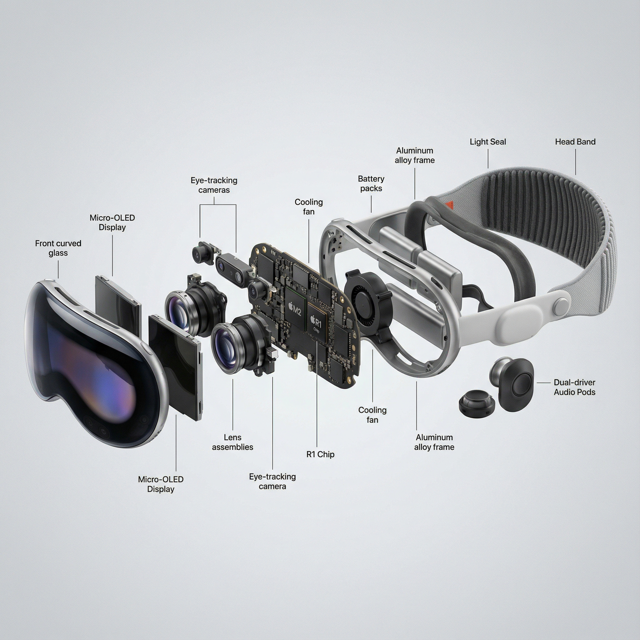 Hyperreal exploded technical view