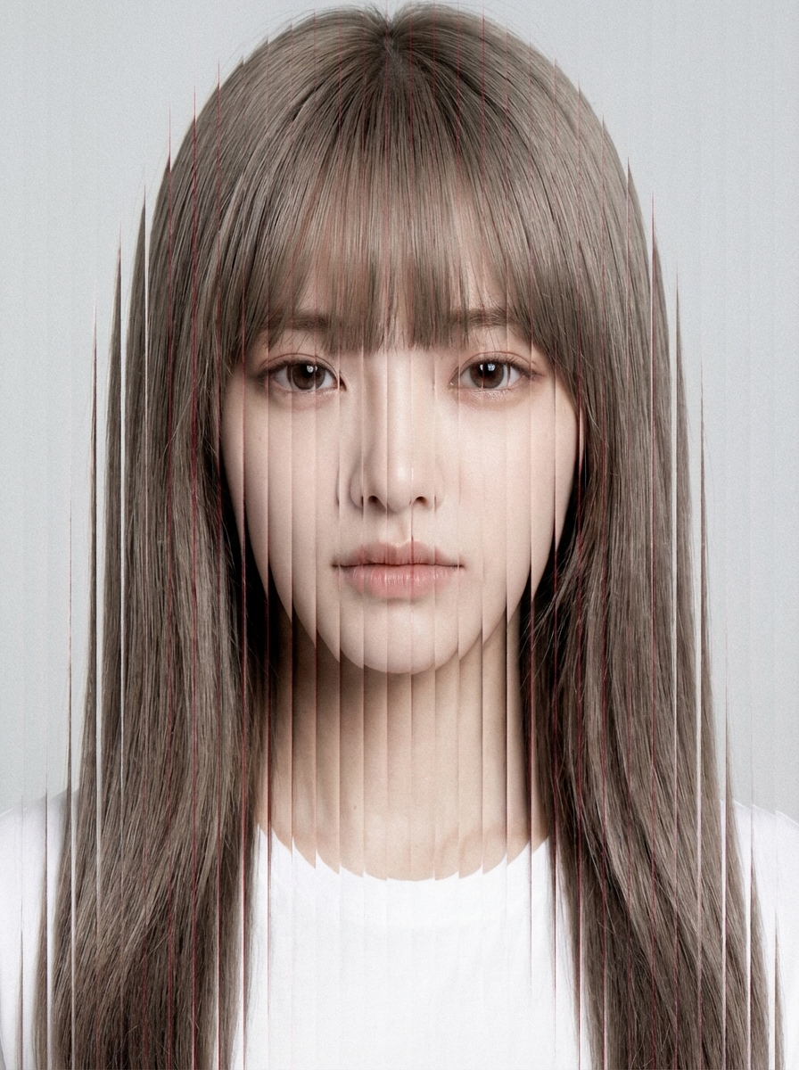 Advanced Fashion Portrait with Vertical Slice Distortion