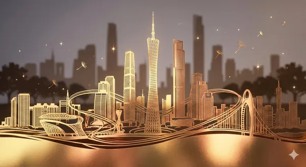 Paper-cut Style Zhujiang New Town