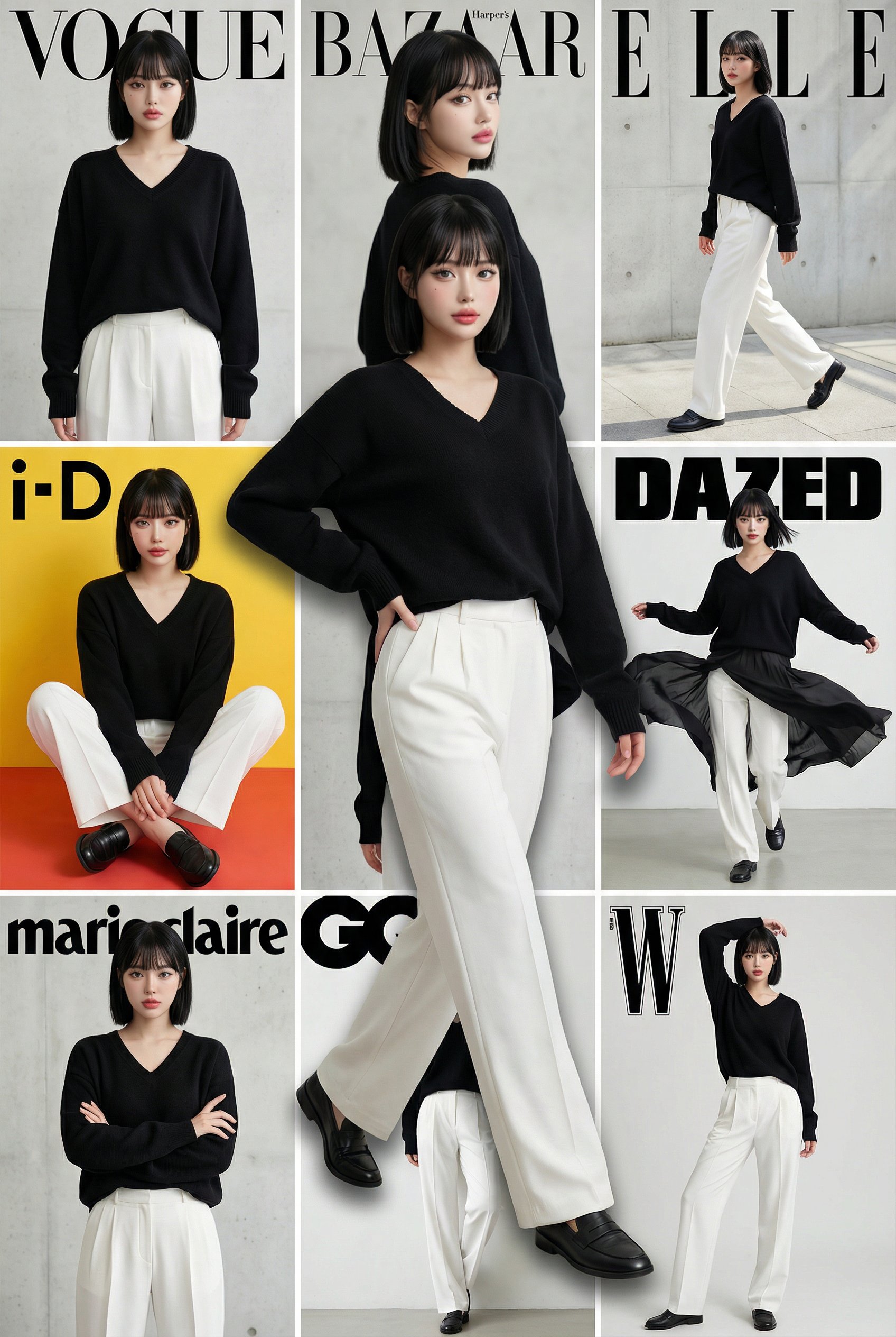 9-Grid Editorial × Bare 3D Pop-Out Fashion Composition