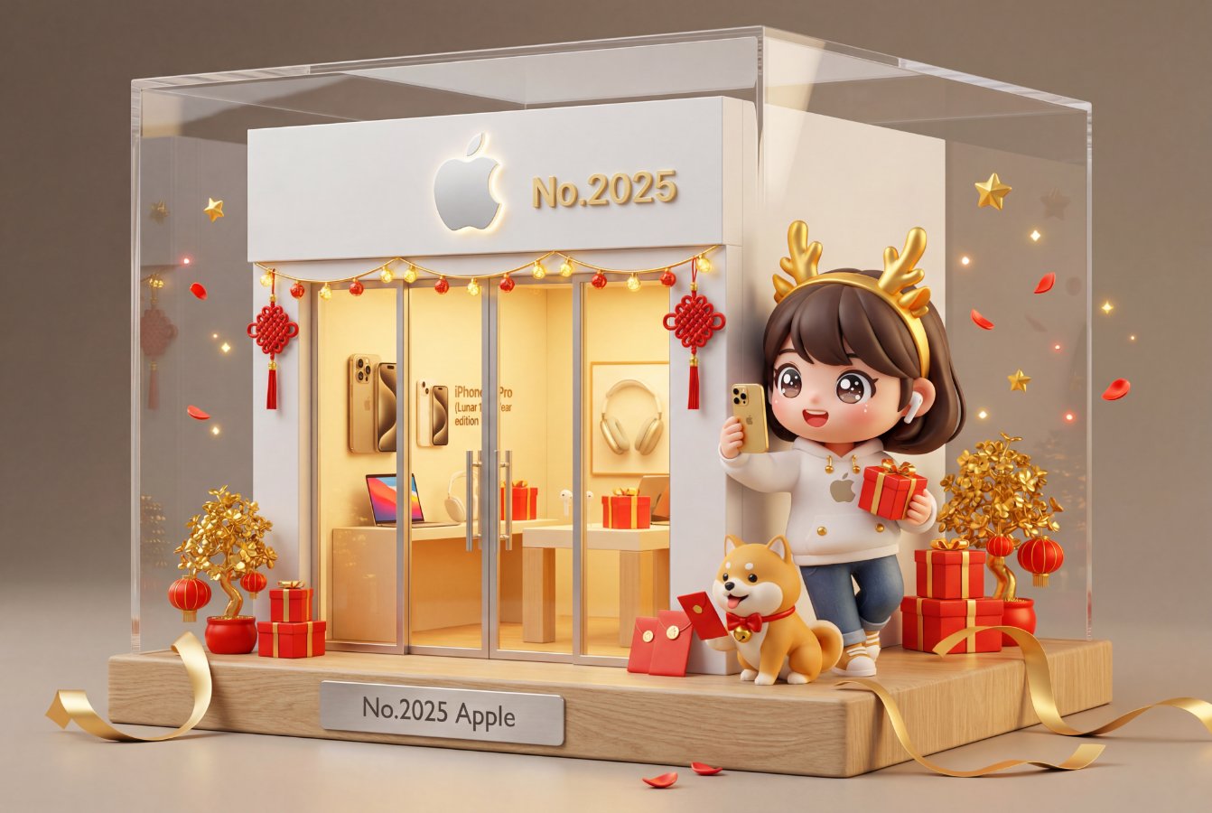 Miniature Boutique Diorama Inside a Transparent Acrylic Display Box