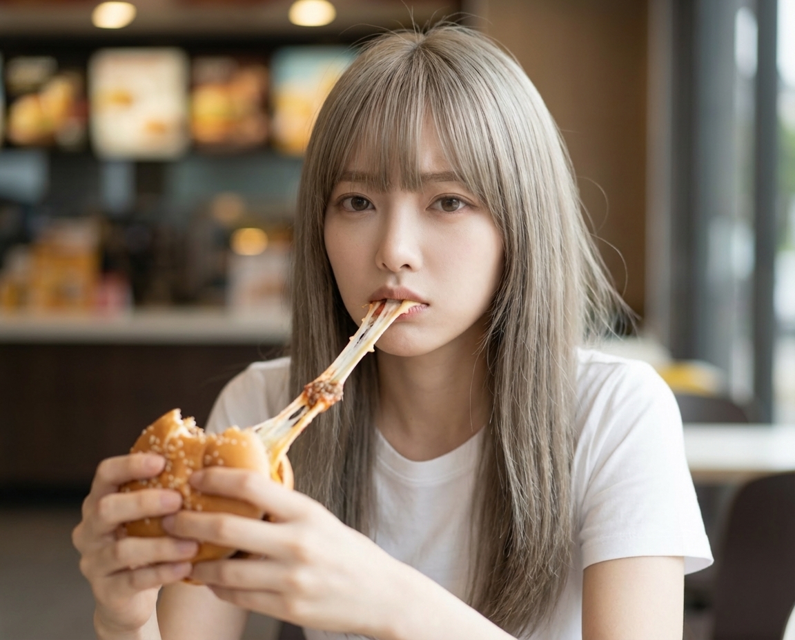 The Stretching Hamburger: A Confused Close-Up Moment