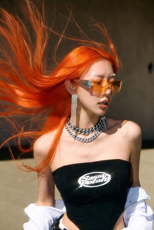 Neon Orange Hair Cool Girl