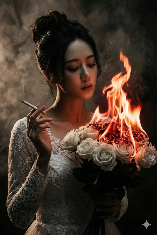 Fiery Bride with Burning Roses