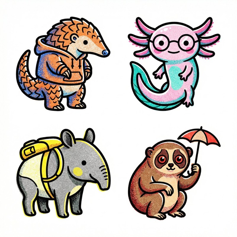 Risograph Print Style Icon Collection