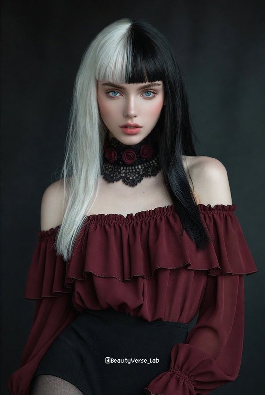 Two-Tone Cold Elegance Fashion Portrait