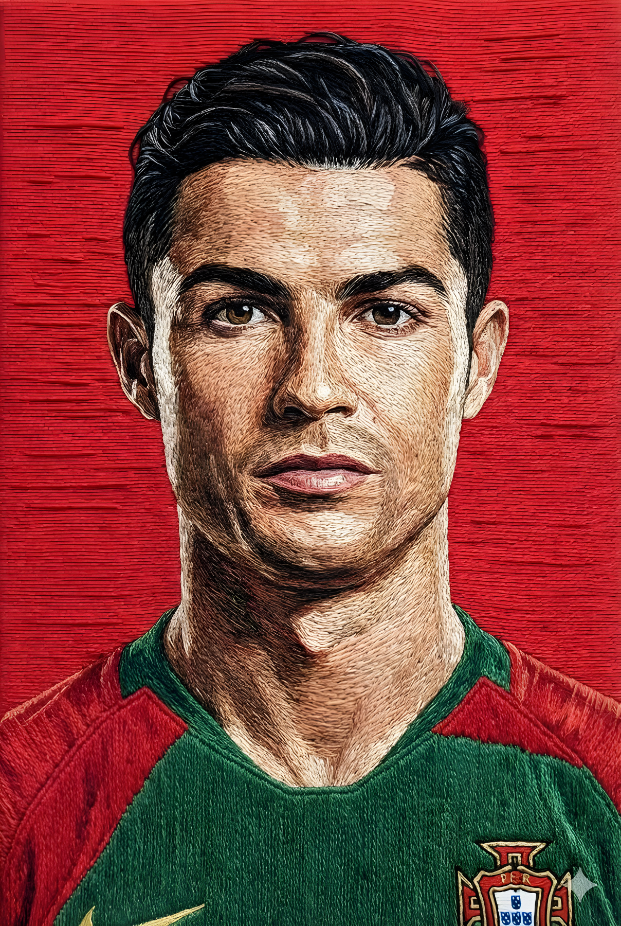 Hand Embroidery Textured Portrait