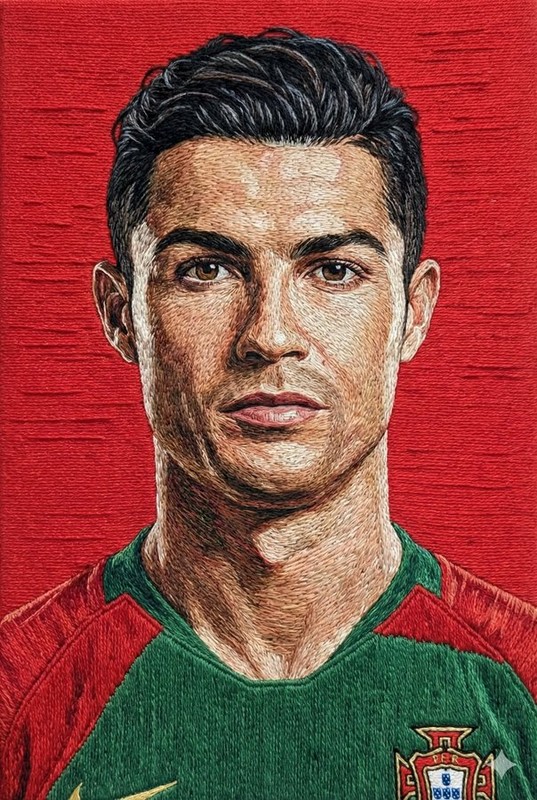 Hand Embroidery Textured Portrait
