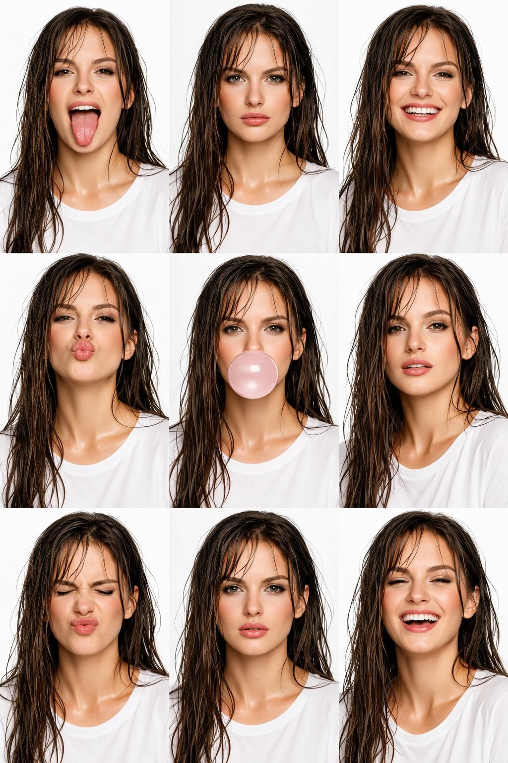 Pure White 9-Grid Wet Hair Supermodel