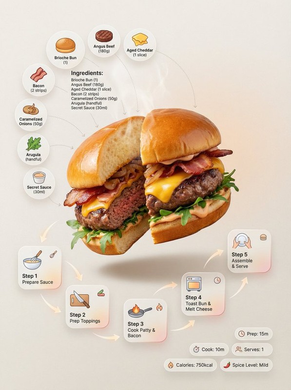 Floating Burger Recipe Infographic