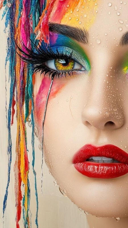 Rainbow Paint Dripping Closeup