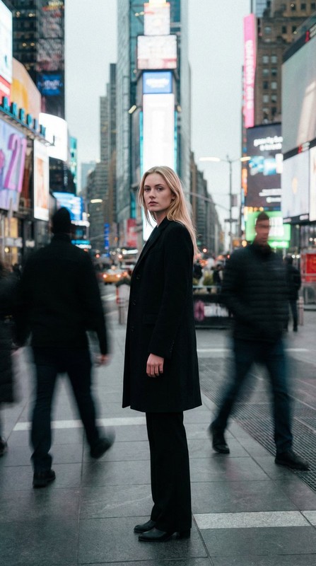 Times Square Motion Blur Blonde Fashion Editorial