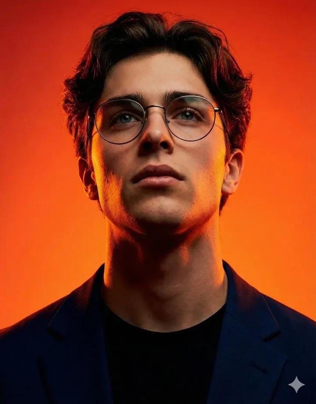 Warm Orange Gradient — Gentleman Portrait with Glasses
