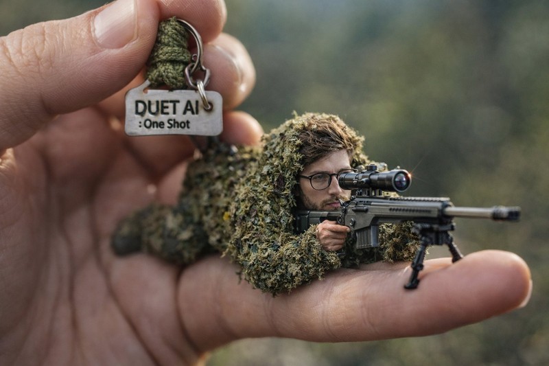 Macro Marvel — Ghillie Suit Sniper Keychain
