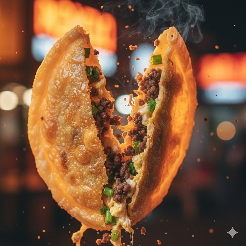 Crispy Martabak Telur Explosion Food Photography