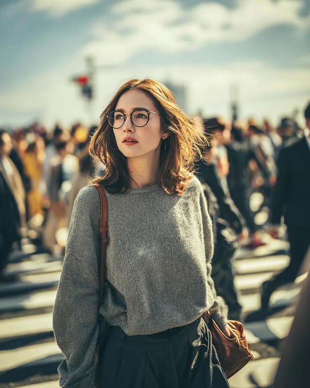 Golden Hour City Crosswalk Portrait
