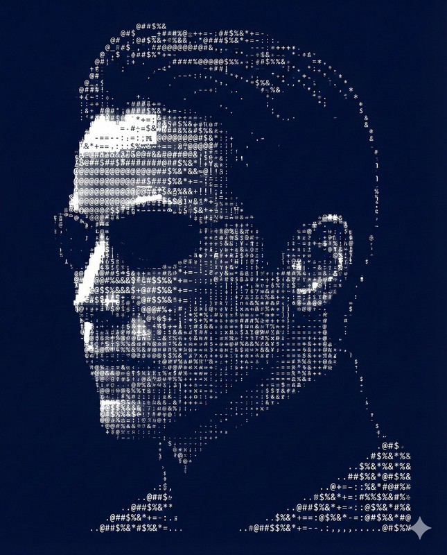 ASCII Art Typography Side Profile Portrait
