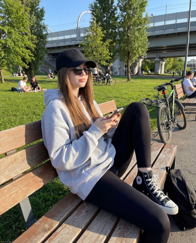 Park Bench Casual Lifestyle Portrait