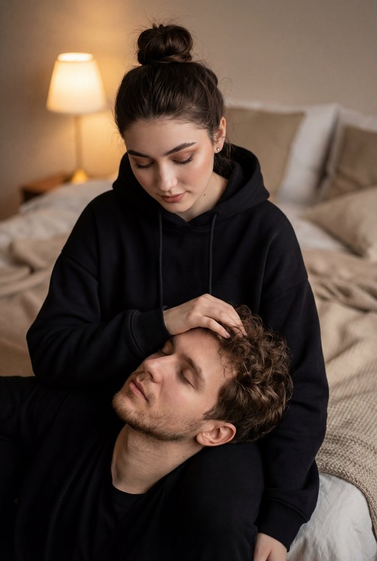 Cozy Bedroom Couple Intimate Portrait