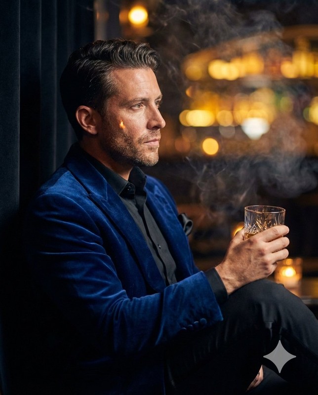 Elegant Gentleman in Jazz Lounge with Whiskey