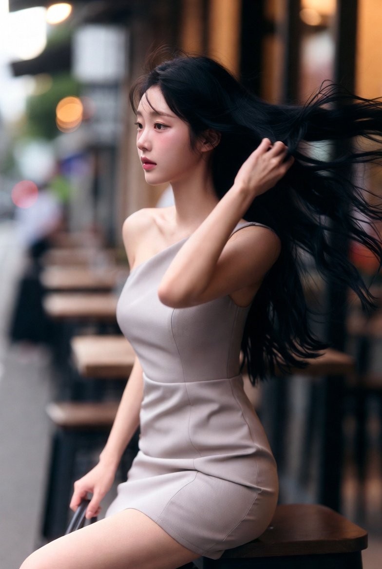 Evening Café Korean Style Elegant Candid Shot