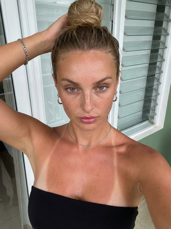 Summer Balcony Tan Lines High-Angle Selfie Portrait