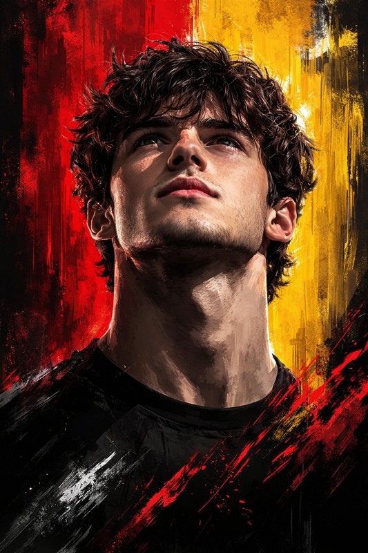 Red Yellow Bold Digital Painting Determined Portrait