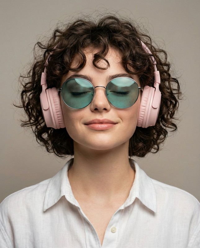 Serene Headphones Studio Portrait
