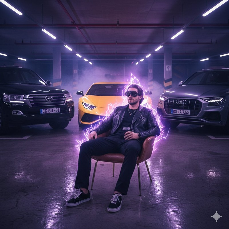 Neon Luxury Car Cyberpunk Night