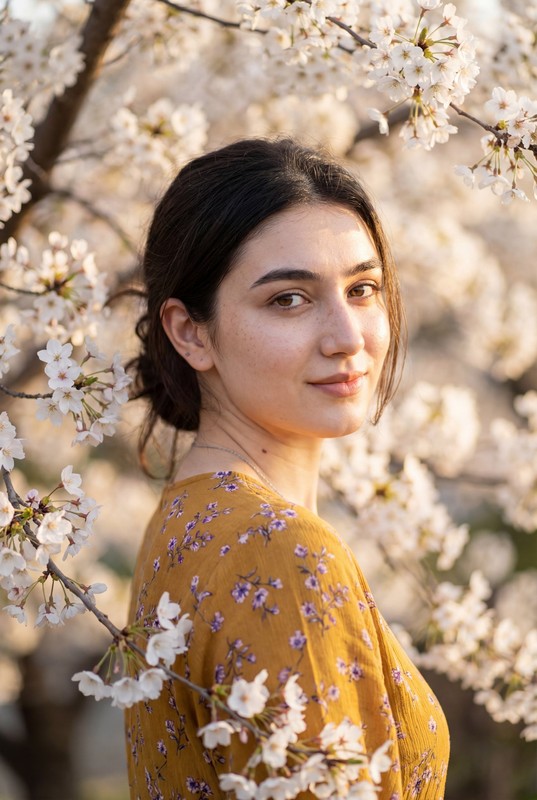 Cherry Blossom Golden Hour Portrait