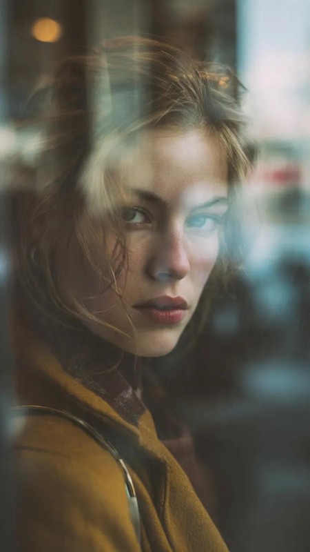 Glass Window Reflection Layered Urban Portrait