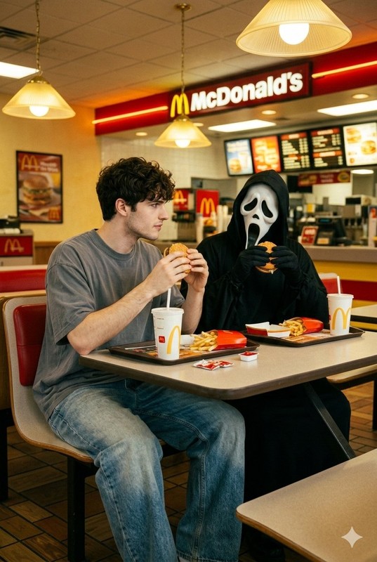 90s Ghostface McDonald's Horror Nostalgia Portrait
