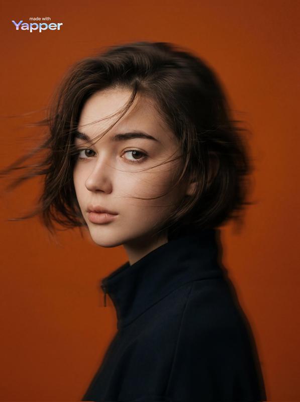 Orange Background Motion Blur Mysterious Side Profile Editorial Portrait