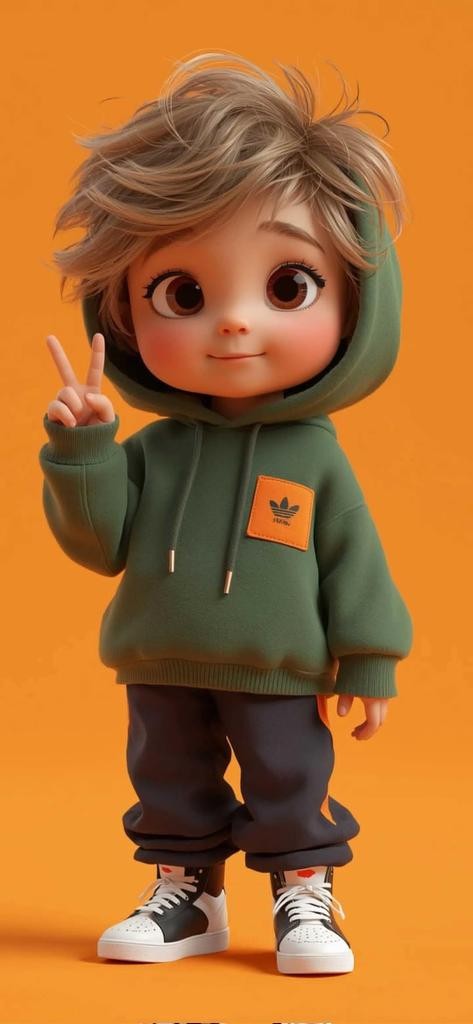 Chibi Green Hoodie 3D Cute Boy Character