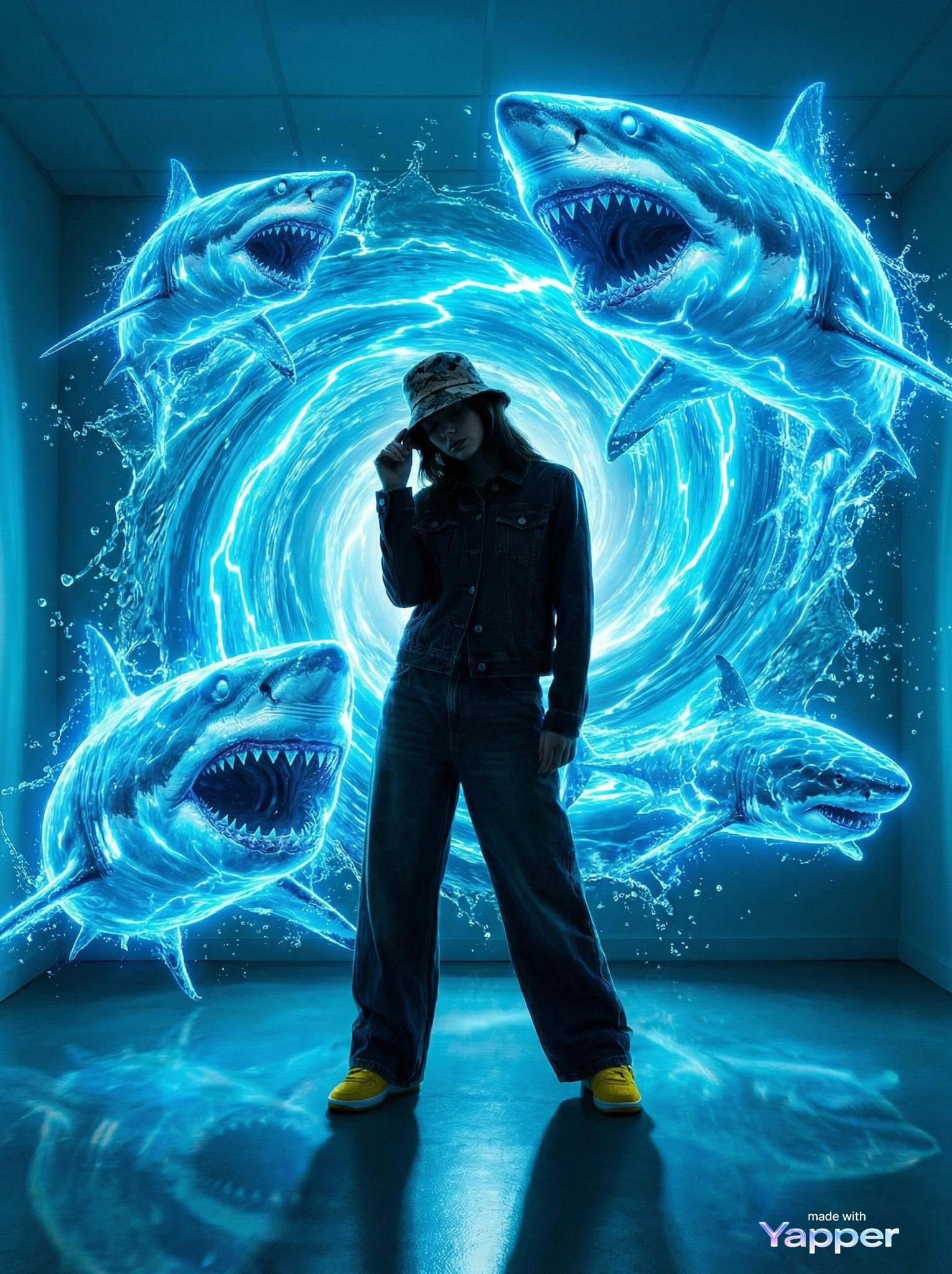 Blue Light Shark Vortex Streetwear Energy Fantasy