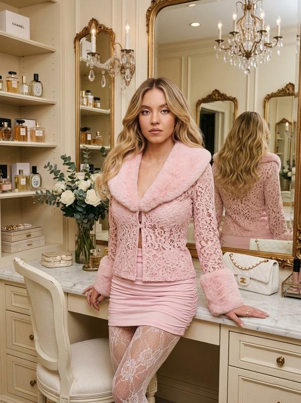 Pink Lace Walk-in Closet Luxury Editorial Portrait