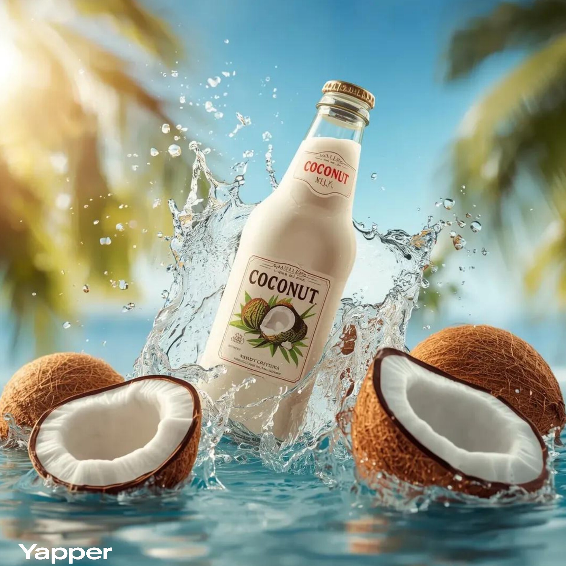 Coconut Milk Tropical Splash Advertising Product Photography